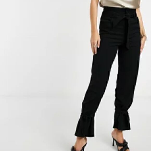 & Other Stories Womens Black Tie Waist Leg Pants Size 2 - Picture 1 of 11